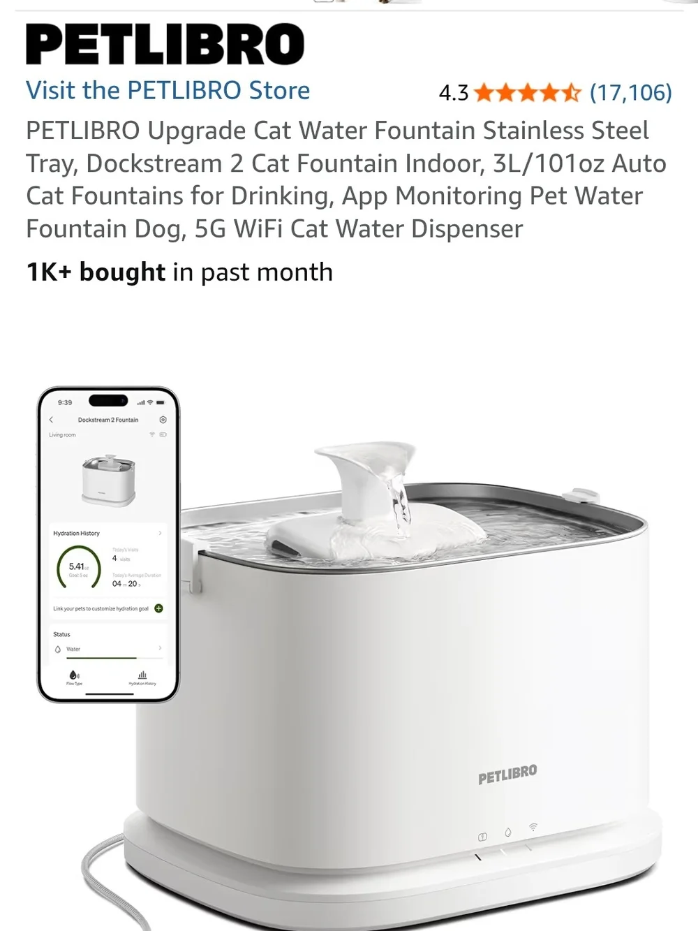 Smart Cat Water Fountain - White